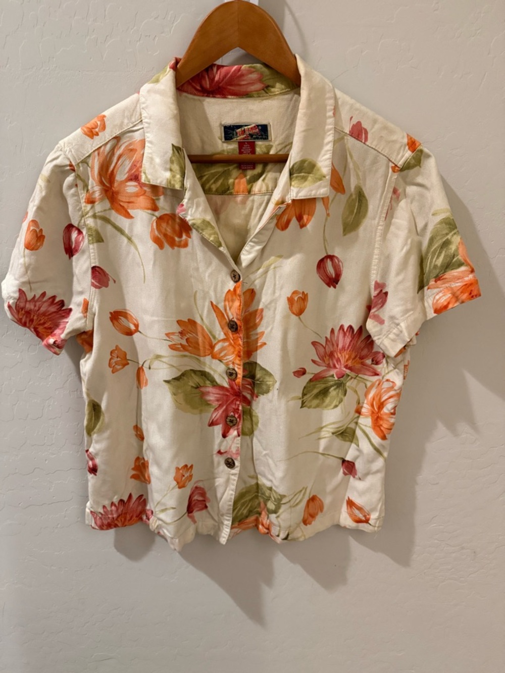 Vintage La Cabana Tropical Floral Button-Down Large